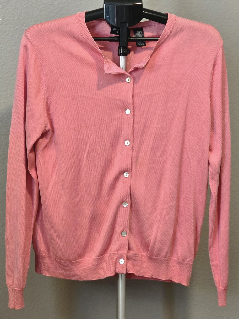 Liz Claiborne Classics 100% Silk Coral Cardigan Sweater L